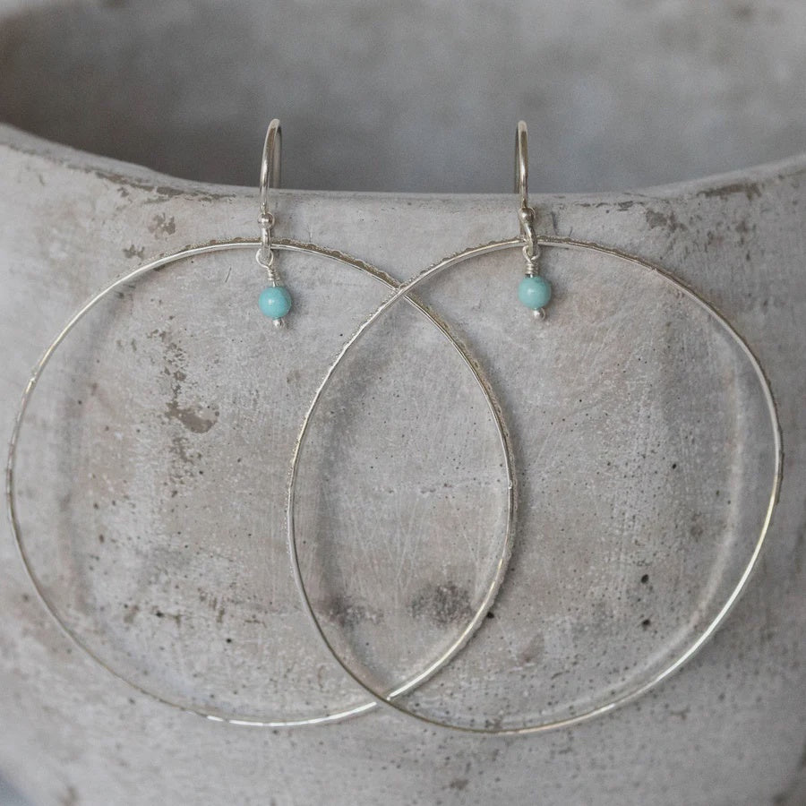 Sterling Silver Celestial Hoop Earring with Turq