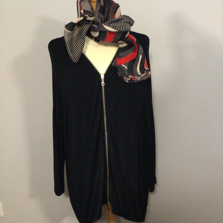 Flick zip through cardigan top in Black