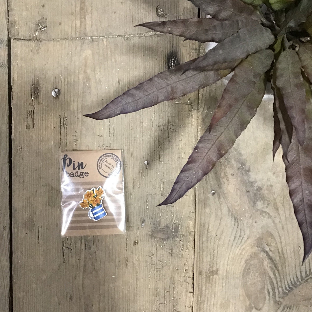 Cornish Blue Floral Pin