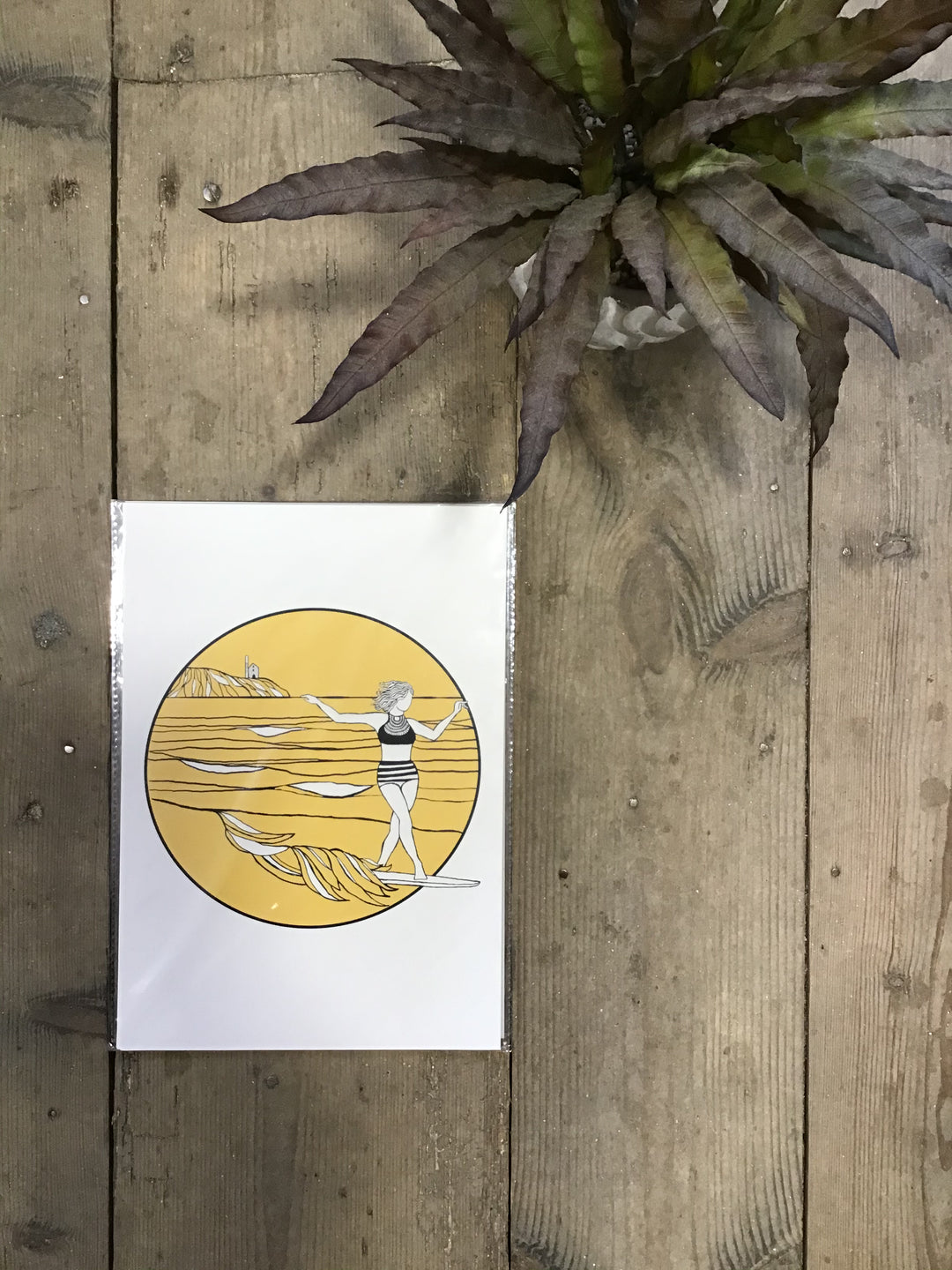 Chapel Porth Surf Girl A4 Unframed Print