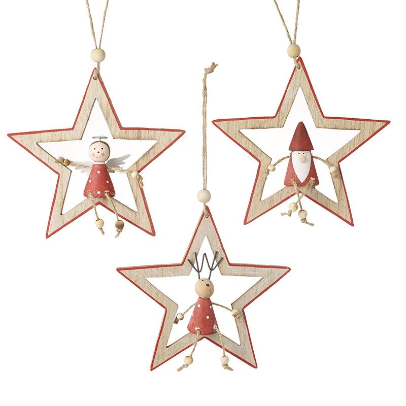 Wooden Hanging Star with Character