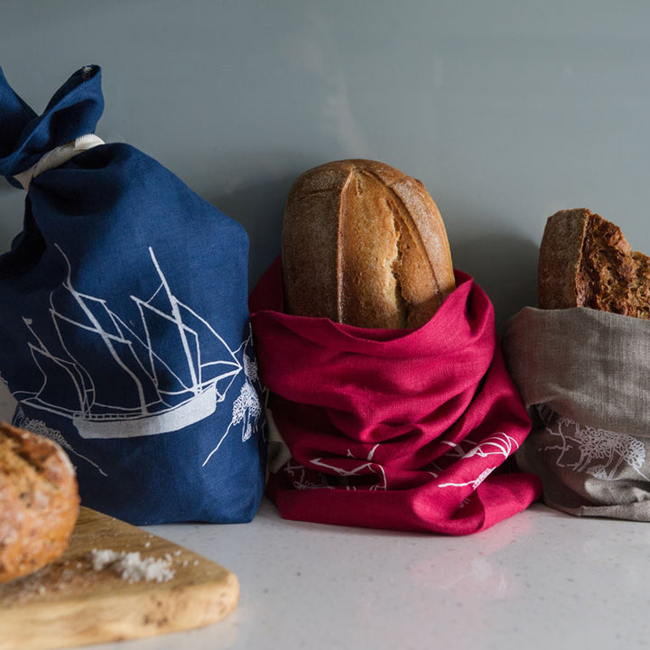 Bread Bag - Navy with white ship
