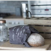 Grey Bread Bag with Silver Fish