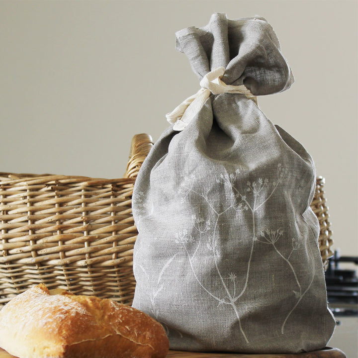 Hand Printed Hedgerow Linen Bread Bag