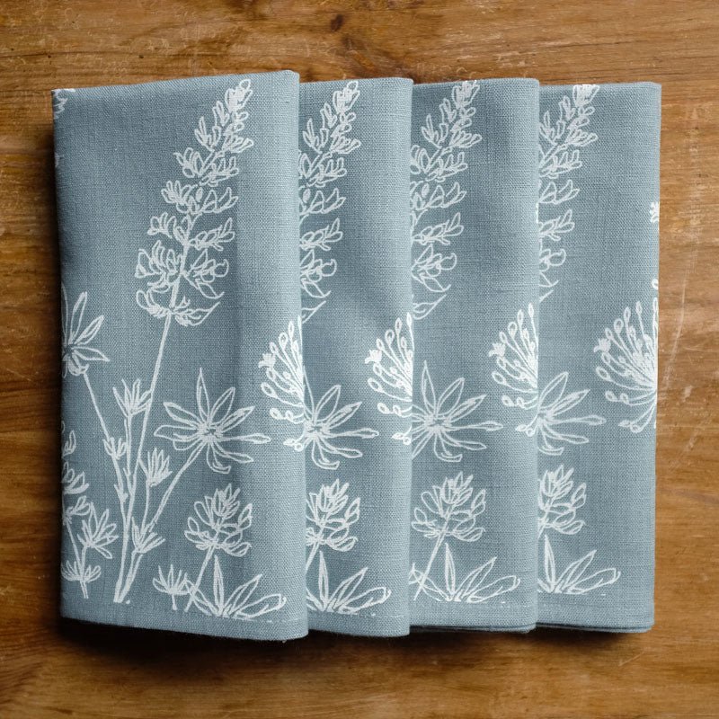 Floral Napkins - Duck Egg Blue