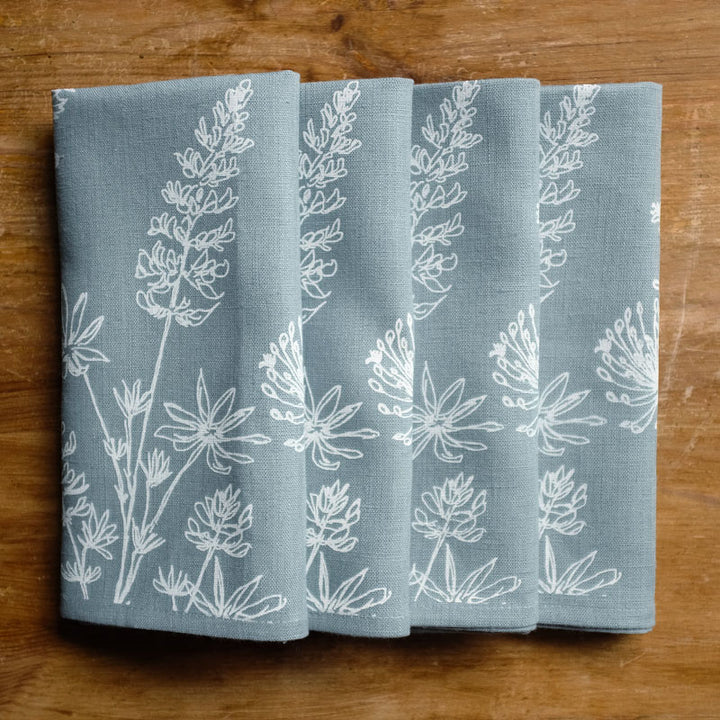 Floral Napkins - Duck Egg Blue
