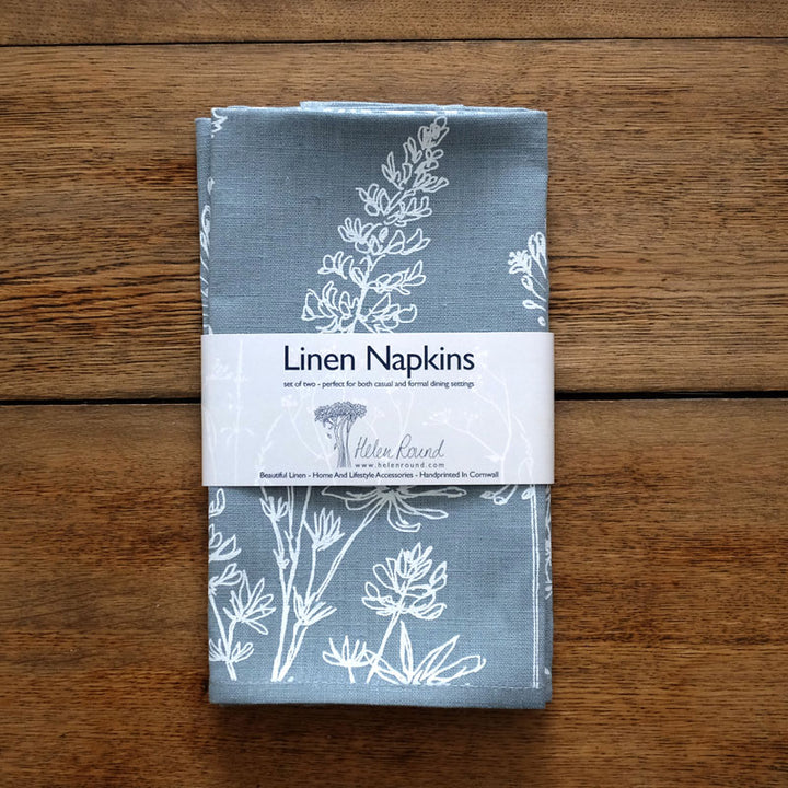 Floral Napkins - Duck Egg Blue