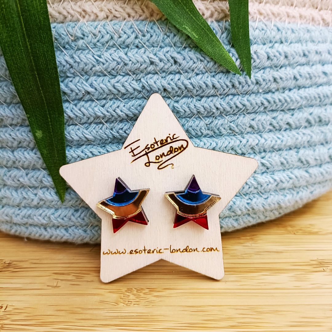 Mirror Rainbow Star Studs