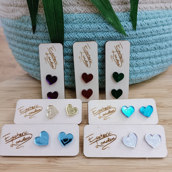 Mirror Heart Studs