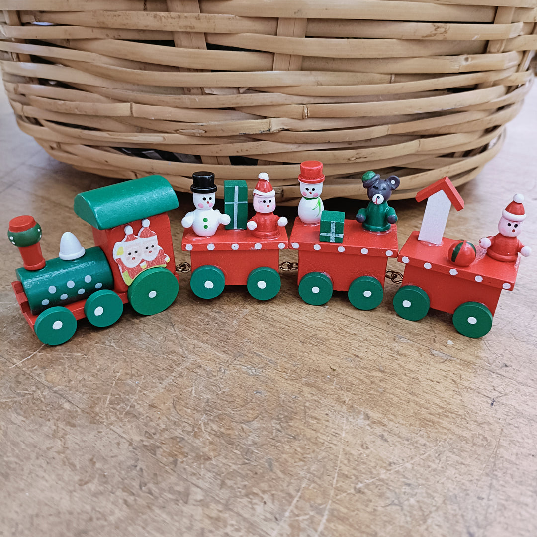 Red + Green Wooden Train