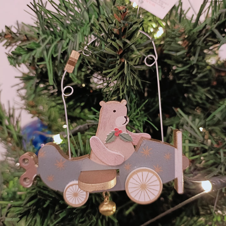 Wood Teddy in Plane Decoration