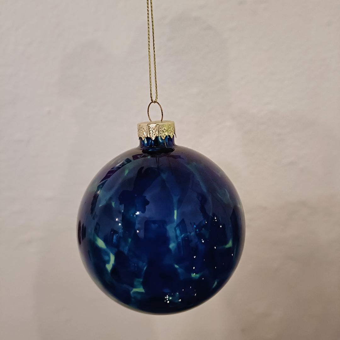 Blue Marbled Glass Ball