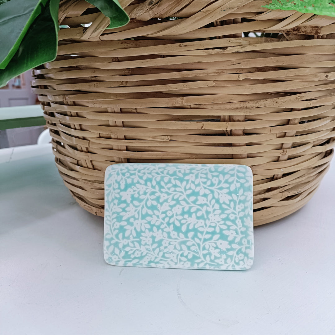 Blue Floral Vines Trinket Dish