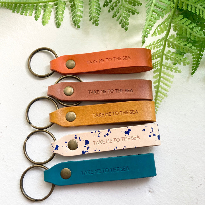 Leather 'Take me to the Sea' Keyring