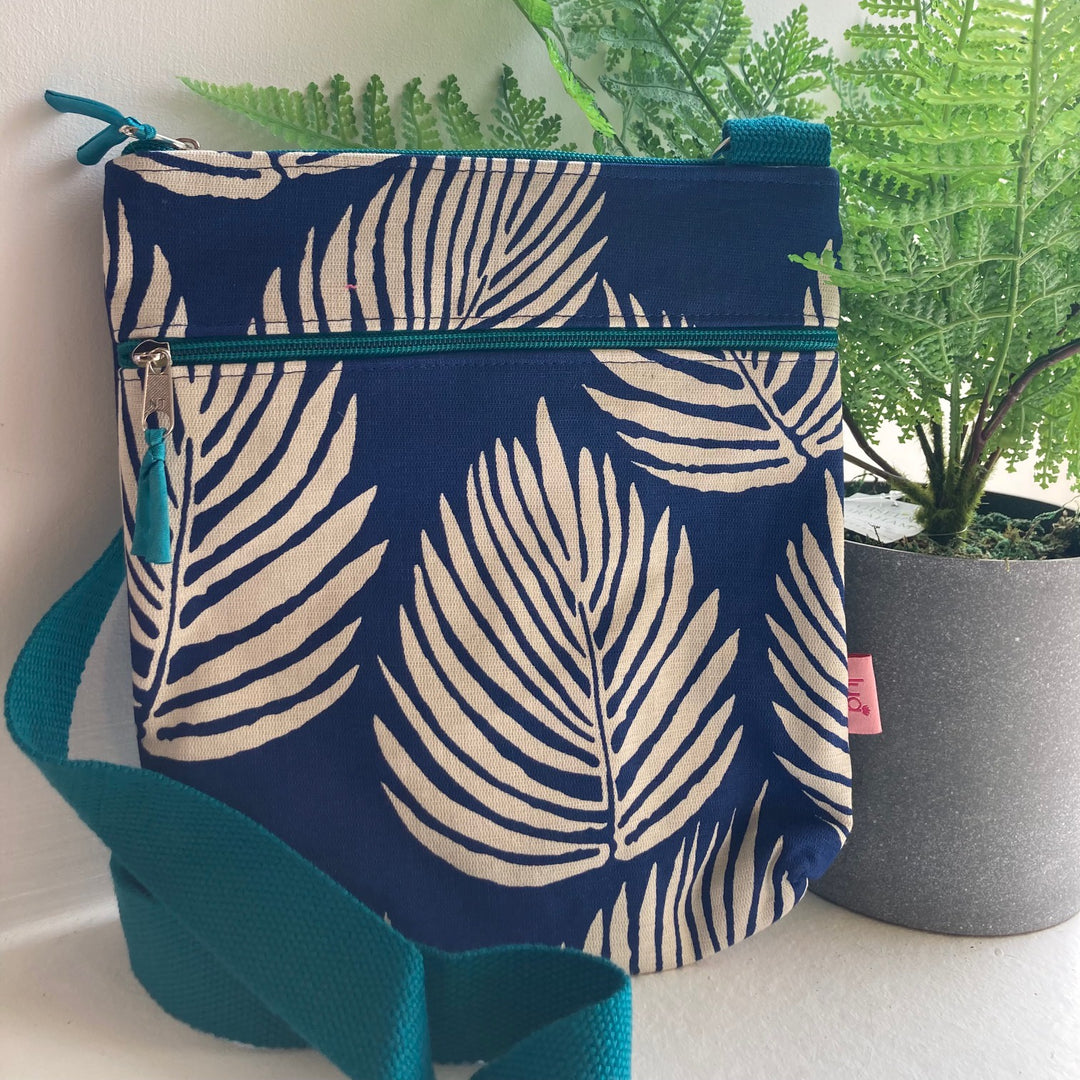 Blue Palm Messenger Bag