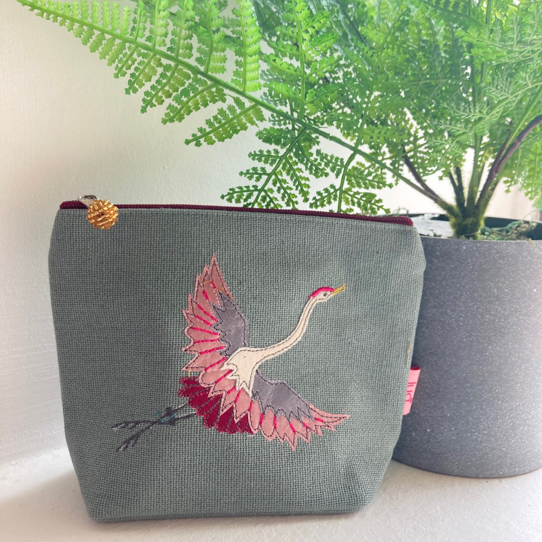 Flying Crane Small Cosmetic Purse