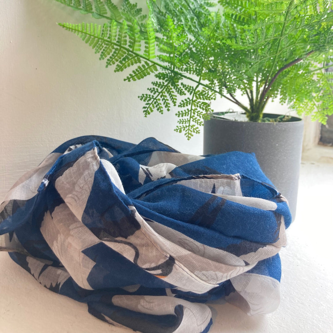 Flying Crane Print Scarf