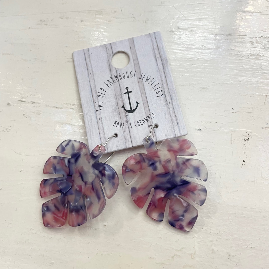 Acrylic Monstera Earrings