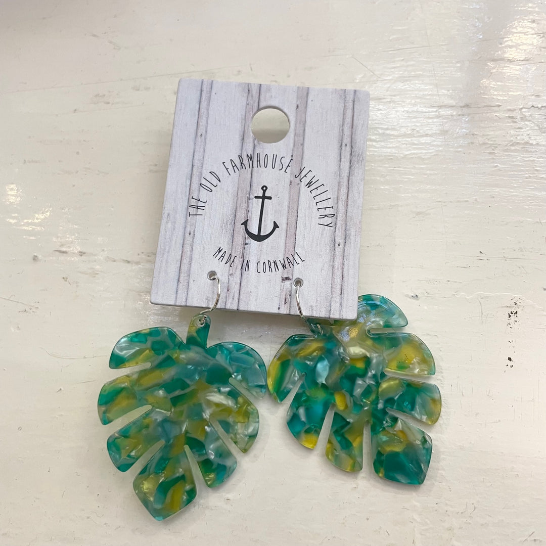 Acrylic Monstera Earrings