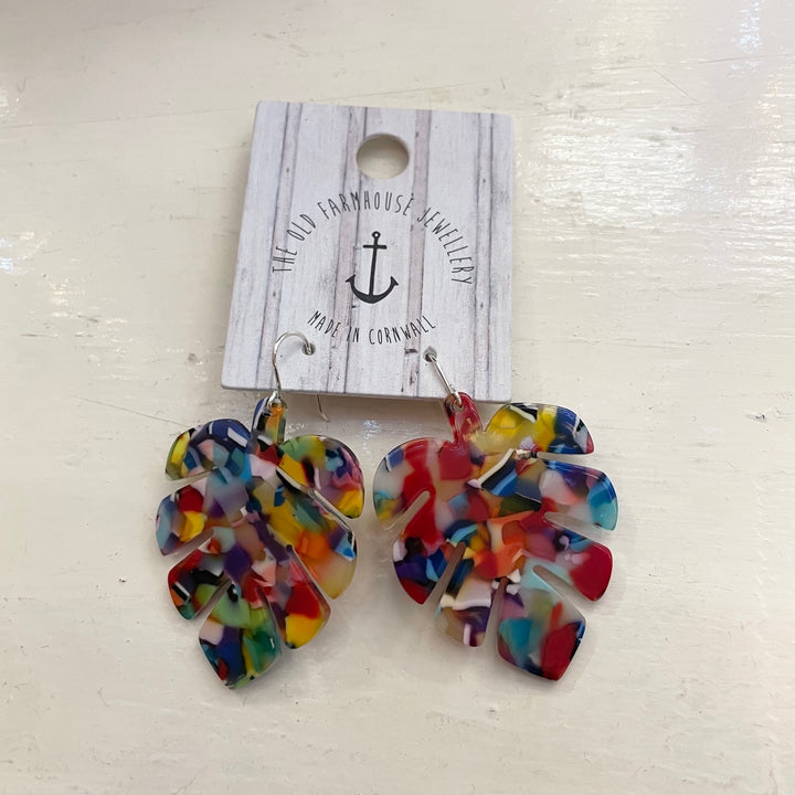Acrylic Monstera Earrings