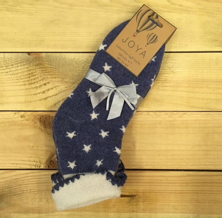 Cuff Fluffy Wool Socks with Stars
