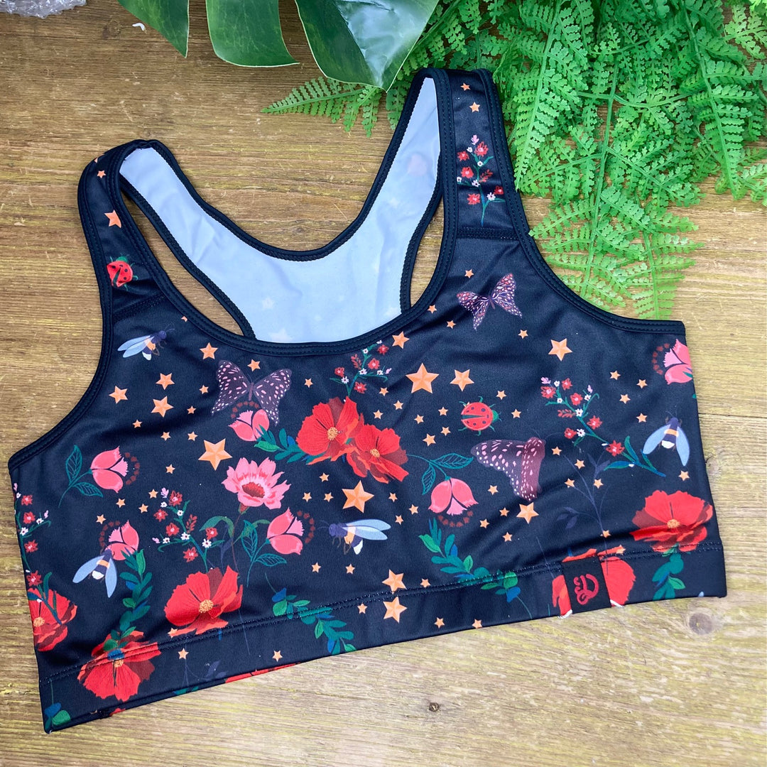 Butterflies + Flowers Sports Bra
