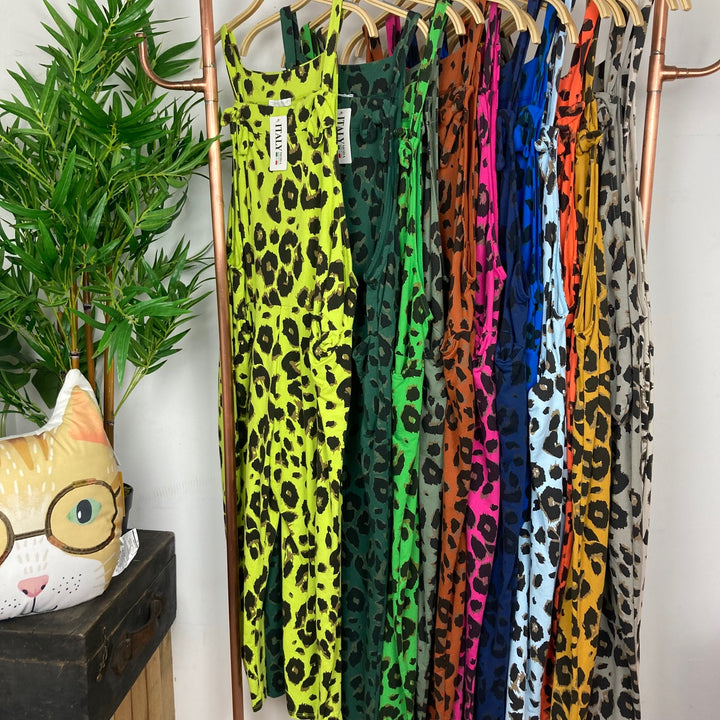 Leopard Print Jersey Dungarees