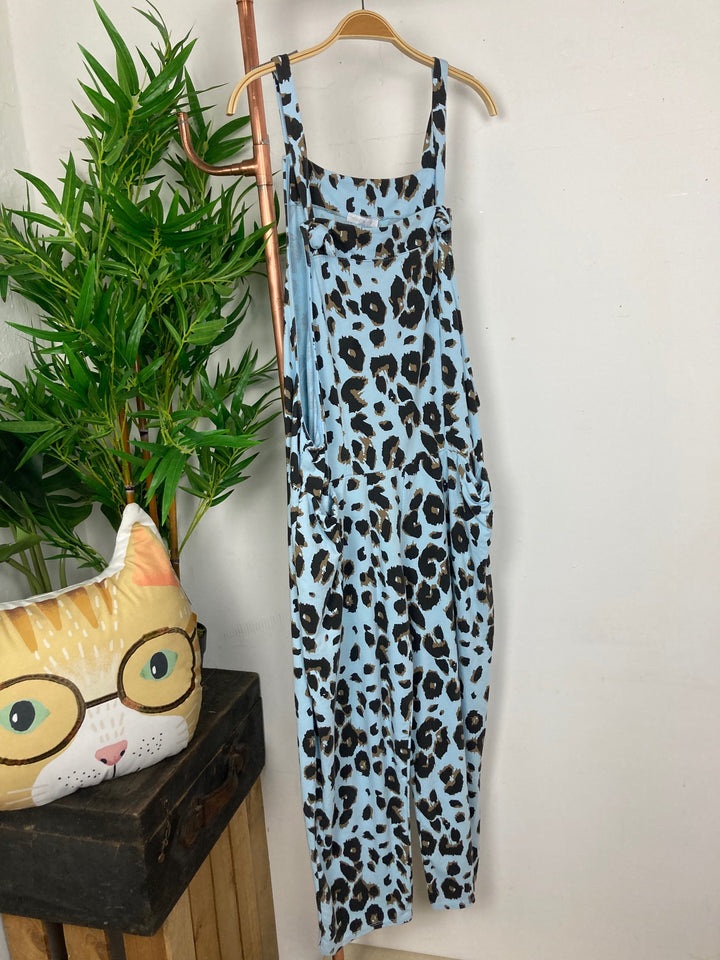 Leopard Print Jersey Dungarees