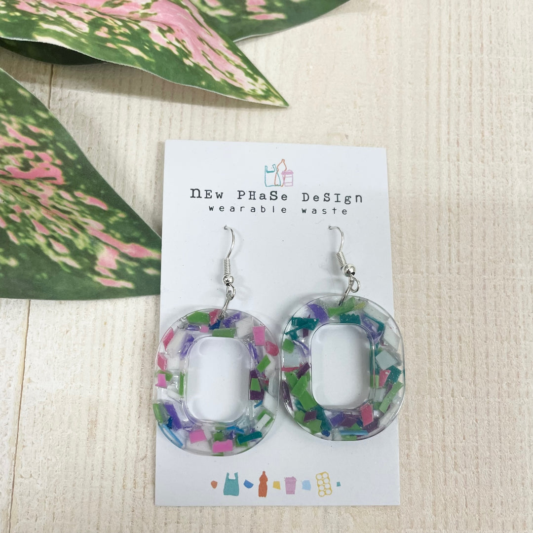 Open Circle Resin Dangle Earrings