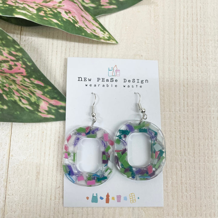 Open Circle Resin Dangle Earrings