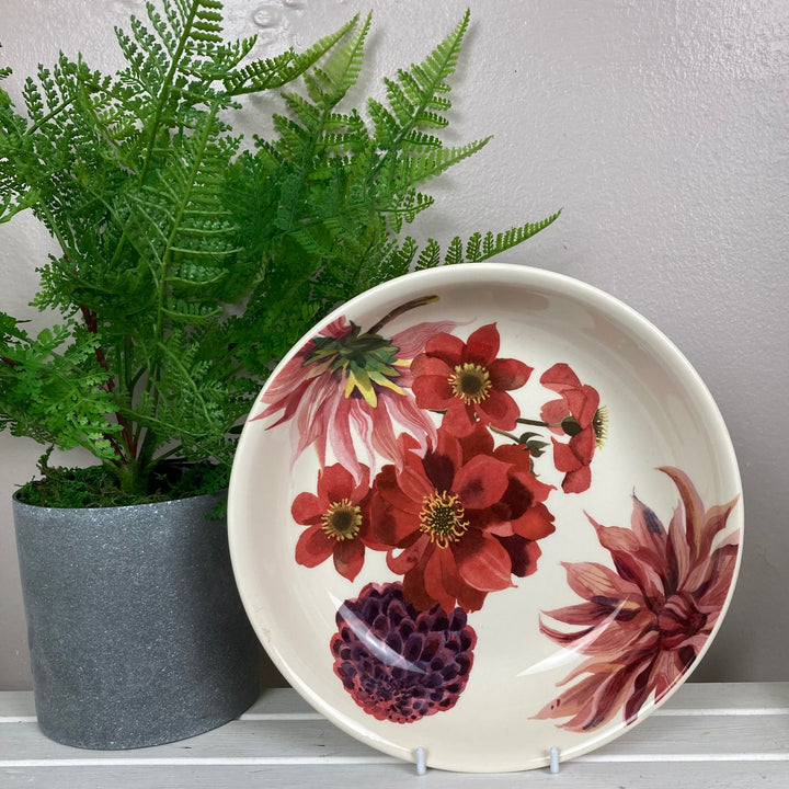 Red and Pink Dahlias Medium Pasta Bowl