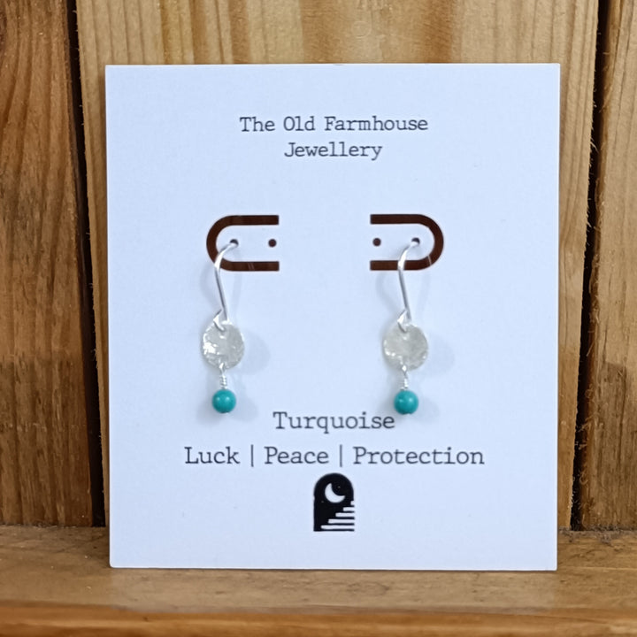Semi Precious Disc Hook Earrings