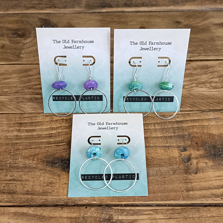 Recycled Plastic Dangly Earrings