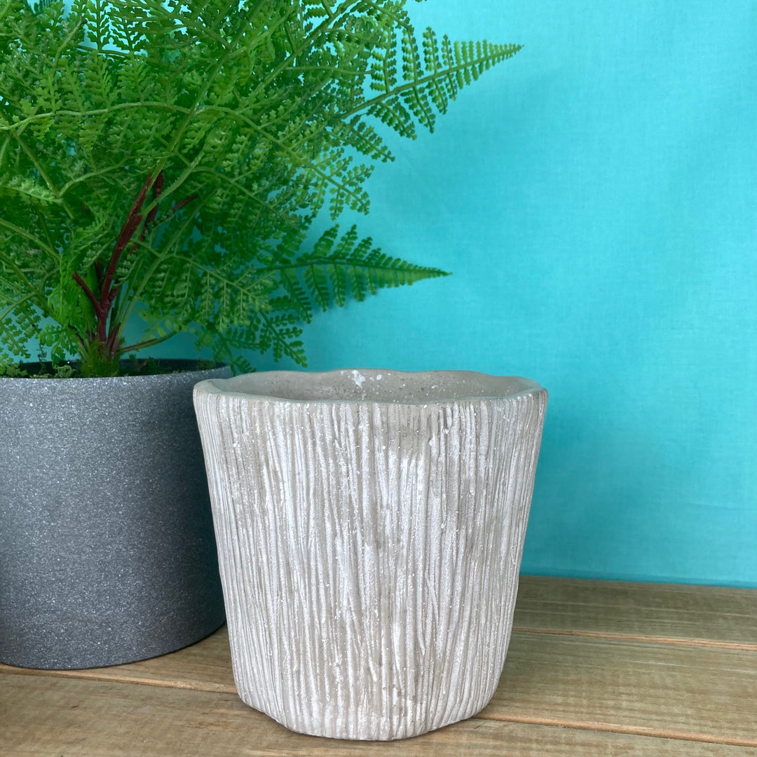 Wood Stone Effect Pot Cover - Medium