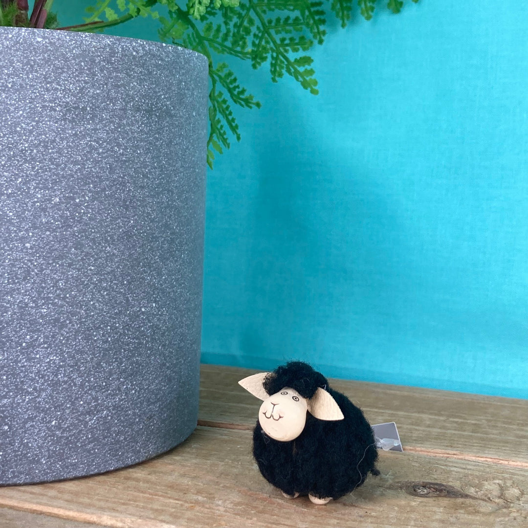 Black Fluffy Wood Sheep Decoration