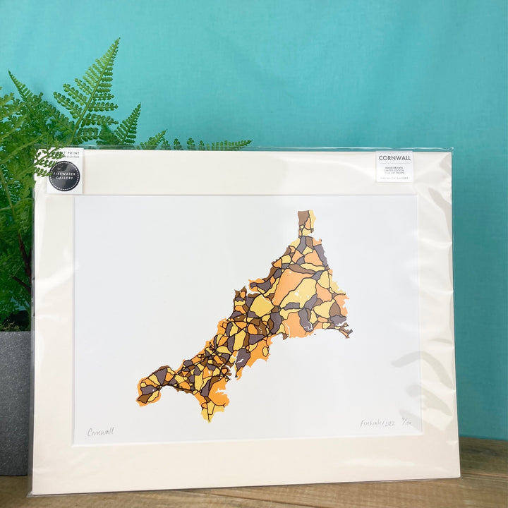Cornwall Map Print - A4