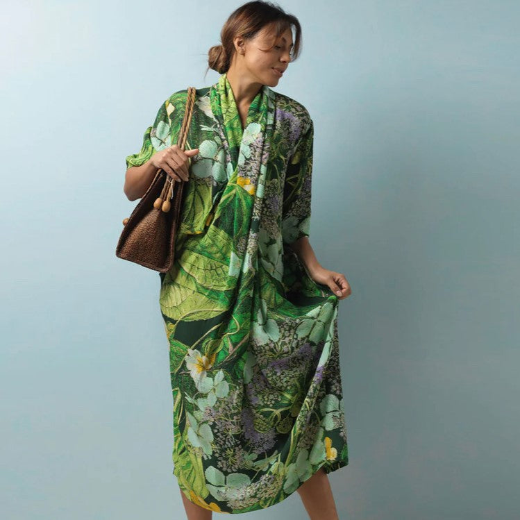 Crepe Rachel Dress Hydrangea Lime