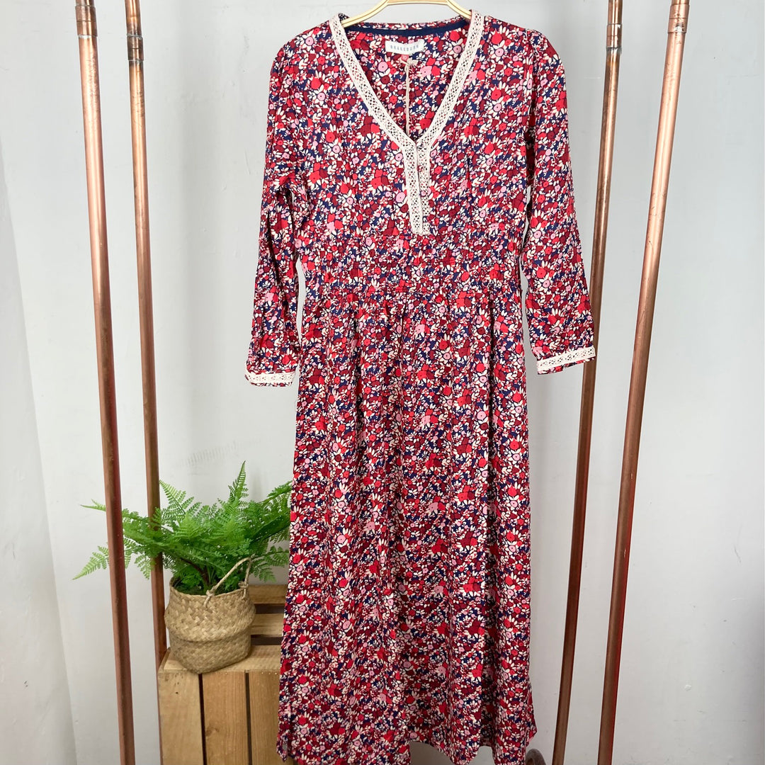 Mixed Berry Floral Midaxi Dress