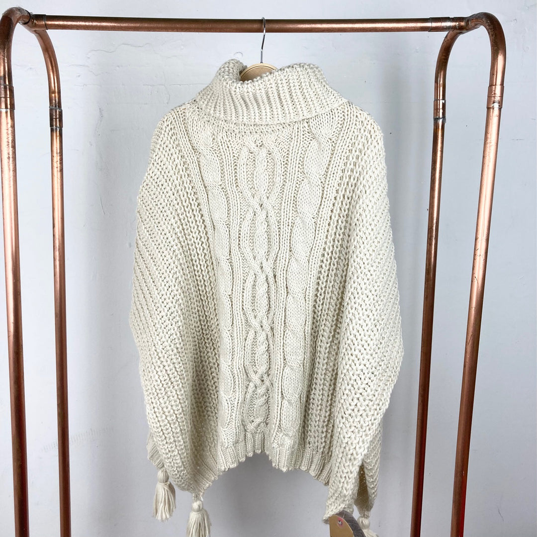 Cream Tassle Poncho