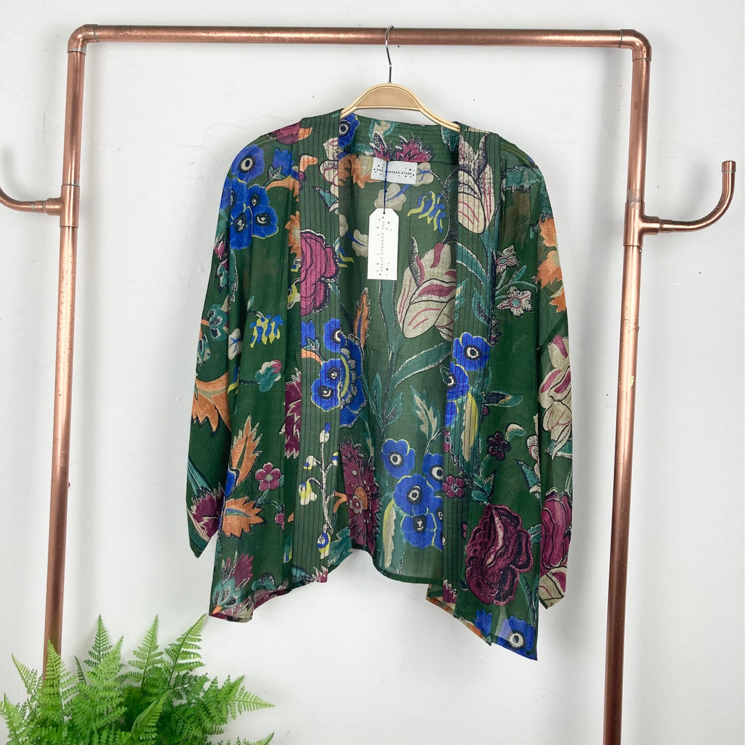Flower Vase Kimono - Green
