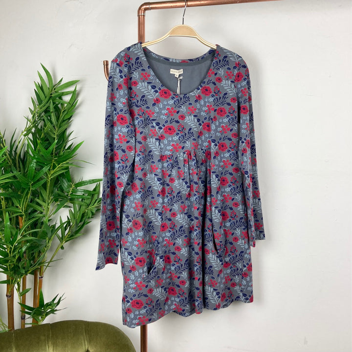 Francoise Tunic Flower Print - Grey