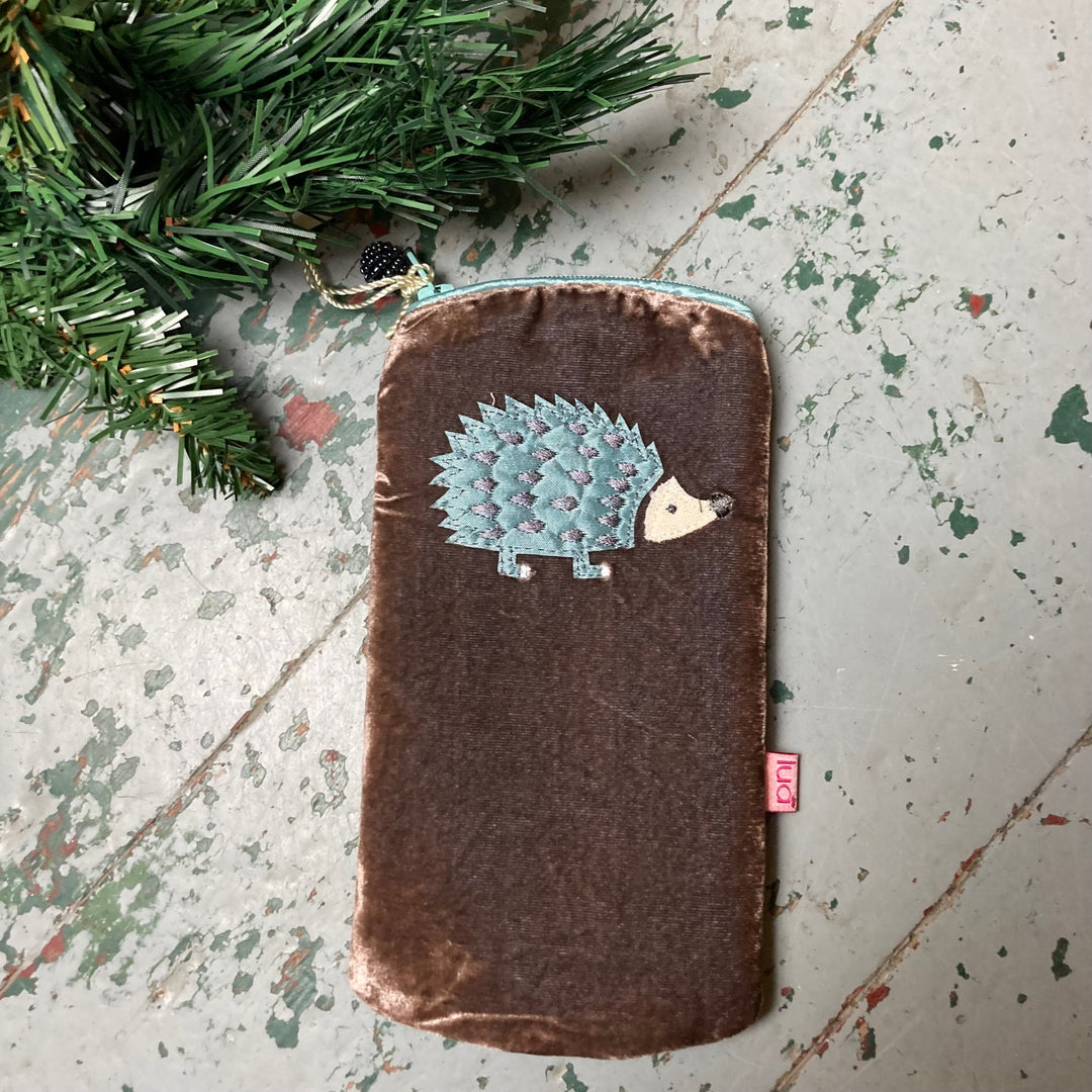 Velvet Hedgehog Glasses Purse