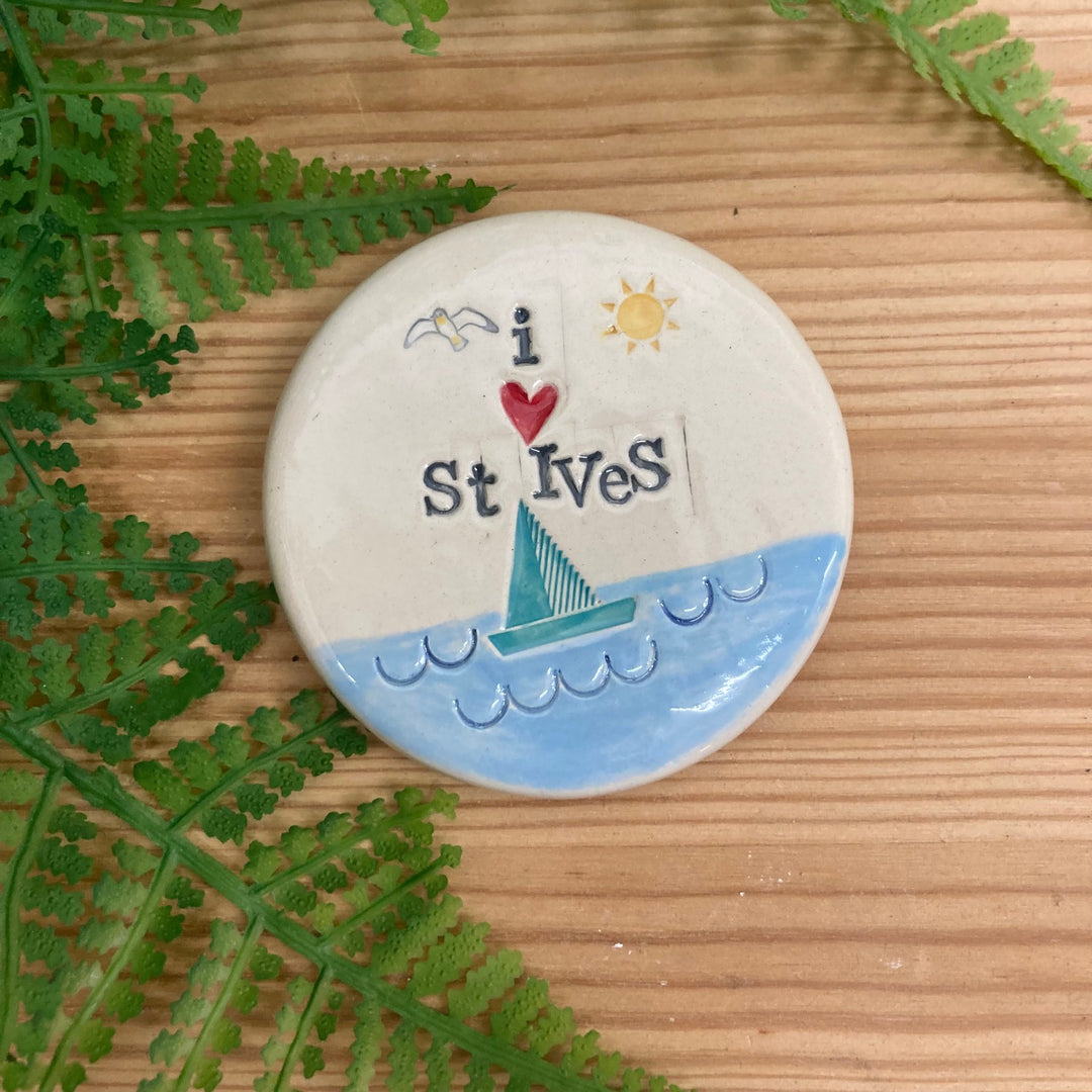 Ceramic Boat Love St Ives Magnet