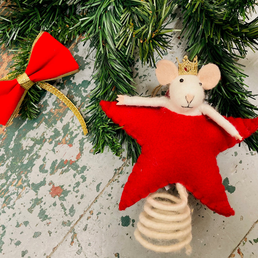 Wool Mouse and Star Tree Topper