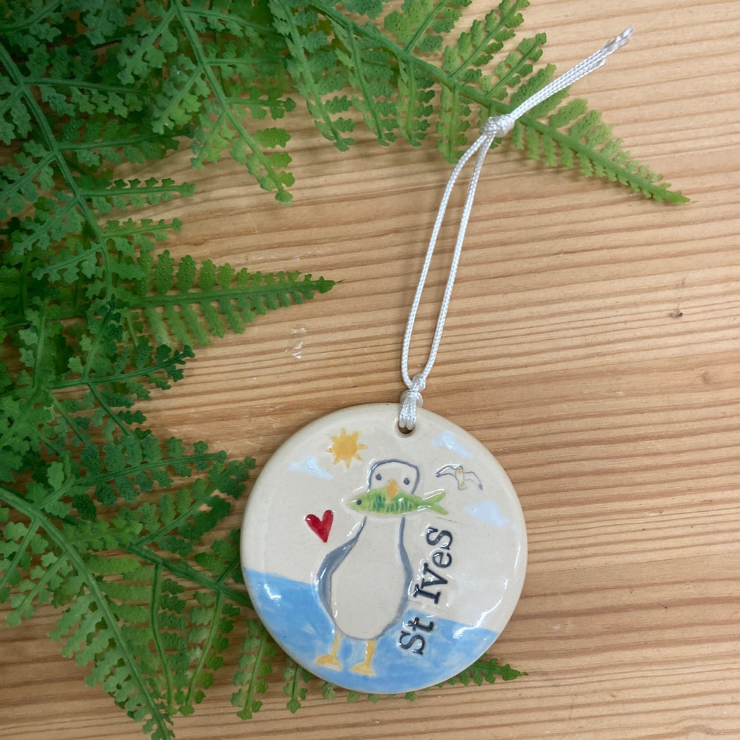 Ceramic Small Seagull St Ives Hanging Dec