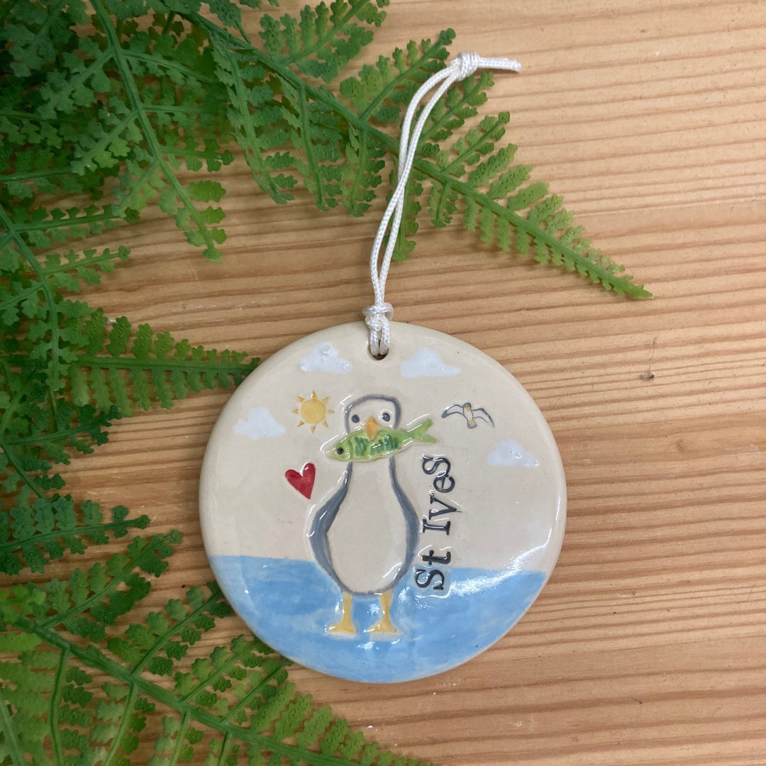 Ceramic Large Seagull St Ives Hanging Dec