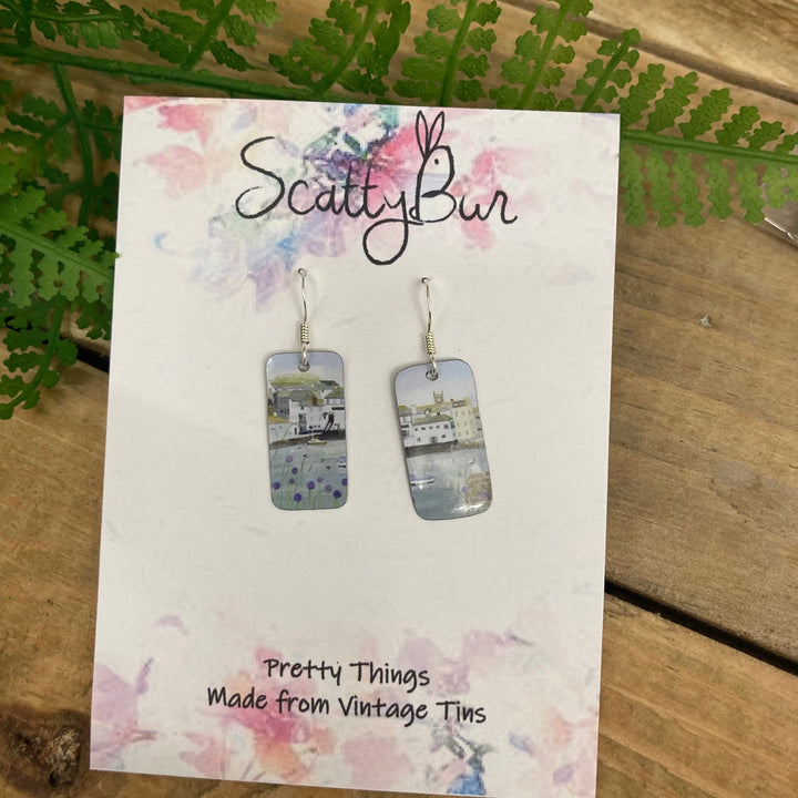 Cornish Recycled Rectangle Earrings