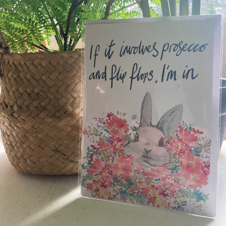 Bunny in Flip Flops Greetings Card