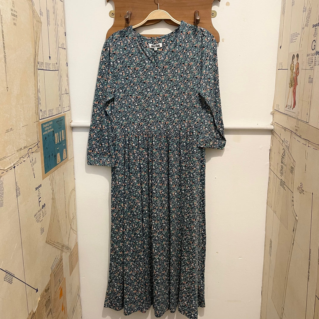Fallen Blooms Notch Jersey Dress