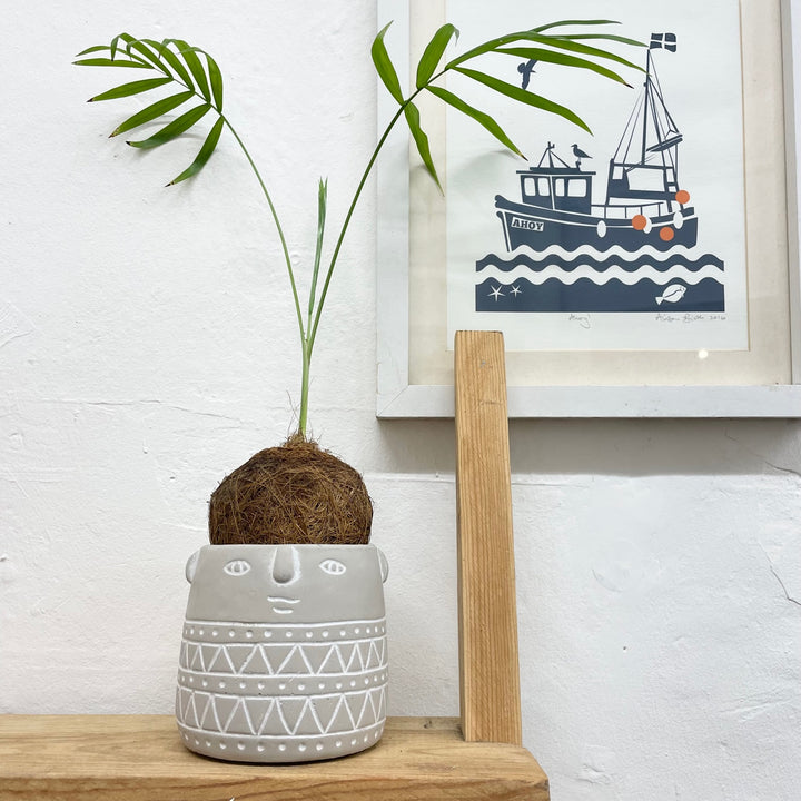 Geo Face Stone Small Pot Cover